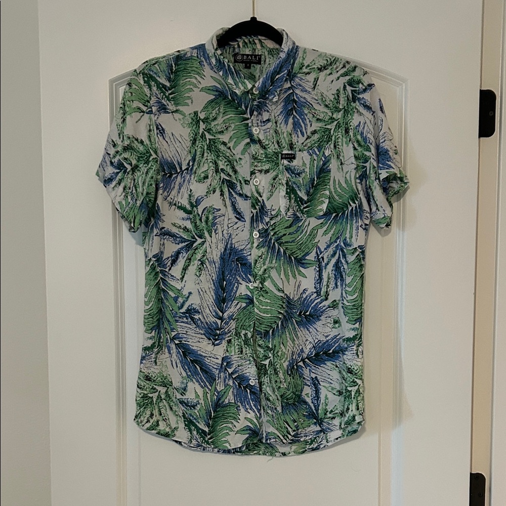 Bali Green and Blue Tropical Print Shirt